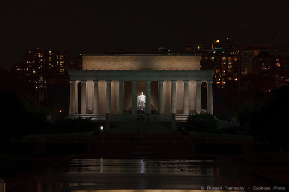 Lincoln Memorial From Washington Monument at Night