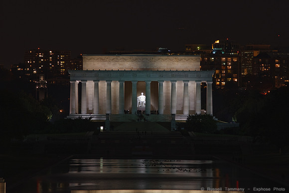 Lincoln Memorial From Washington Monument at Night